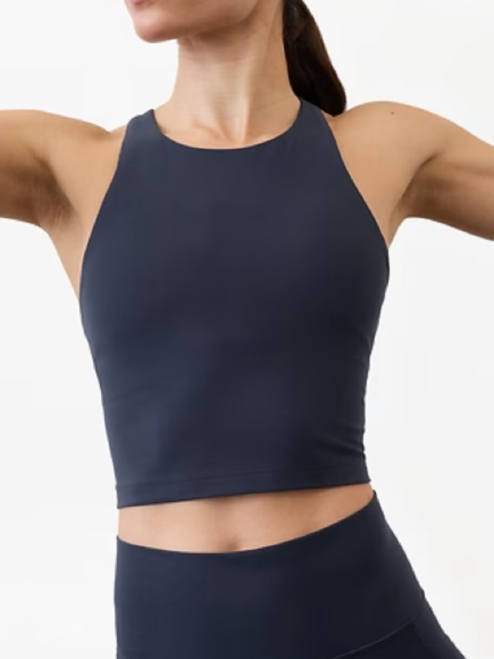 Athleta Purpose High-Neck Crop Sports Bra in Navy - M